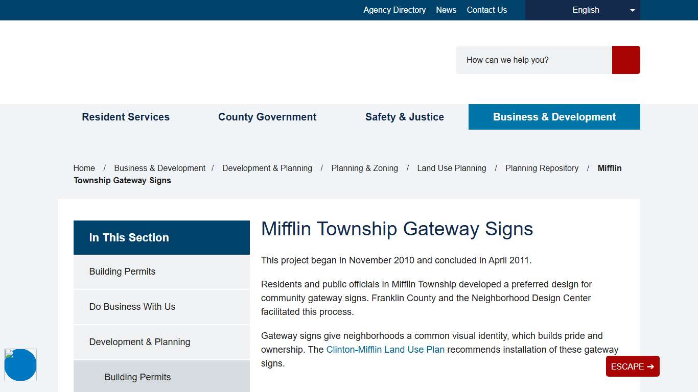 Mifflin Township Gateway Signs - Franklin County, Ohio